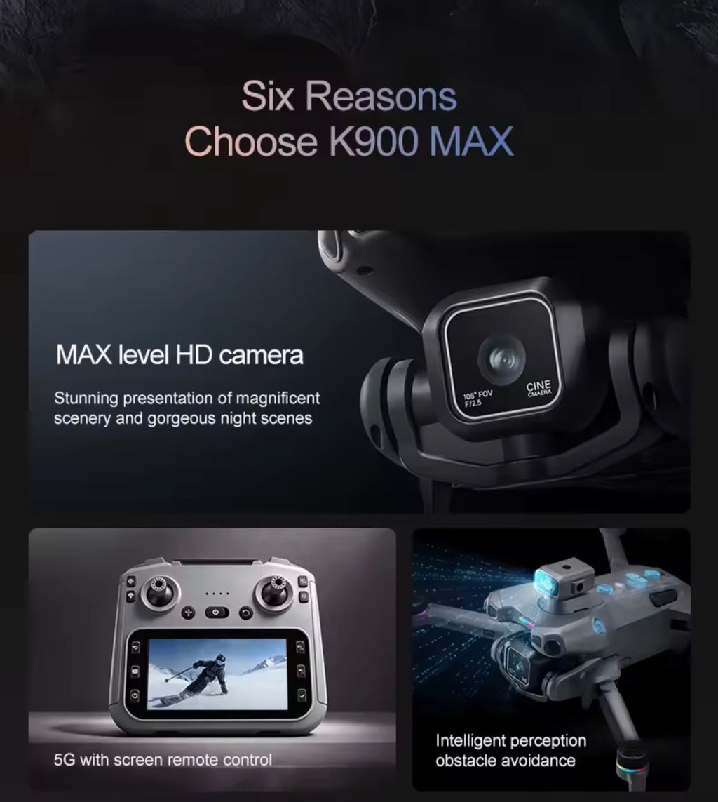K900 Max GPS Drone 360° Laser Obstacle Avoidance Panoramic Shooting 5G RC Airdrop Device with Optical Flow Positioning Gift Toy for Enthusiasts Camera