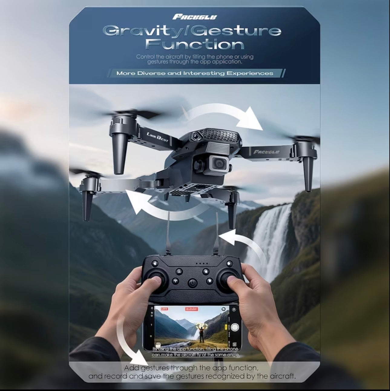 E88 Pro Drone with 4K HD Dual Camera 100m Remote Control Foldable Design 3-Axis Gimbal Smart GPS Mode Extended Flight Time Portable