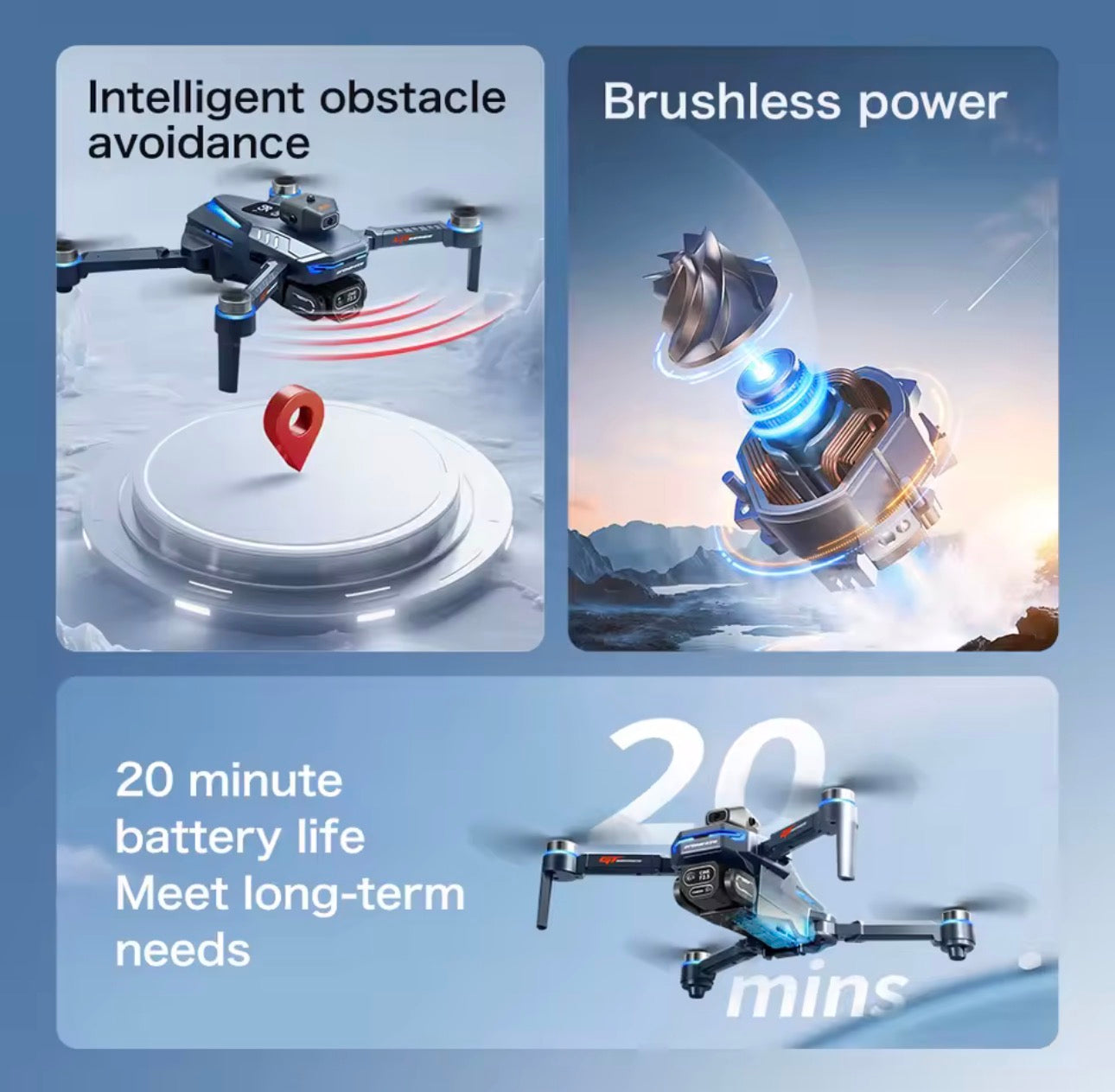 GT8 Drone 2026 GPS 4K HD 360° Dual Cameras 5G WIFI Brushless Motors Obstacle Avoidance Foldable Quadcopter for Steady Shots Aerial Photography Folding Design