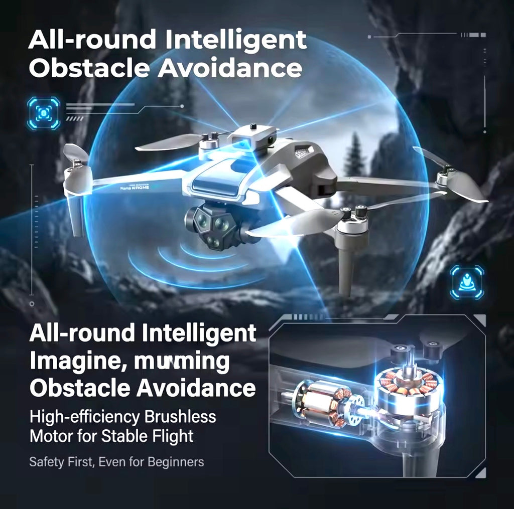 M66-MAX Drone with Brushless Optical Flow Aerial Photography Screen Remote Control Camera Foldable Design Omnidirectional Obstacle Avoidance Portable Folding