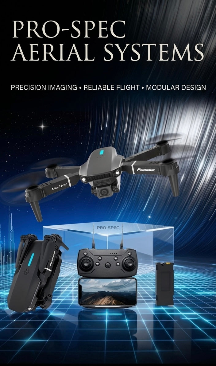 E88 Pro Drone with 4K HD Dual Camera 100m Remote Control Foldable Design 3-Axis Gimbal Smart GPS Mode Extended Flight Time Portable
