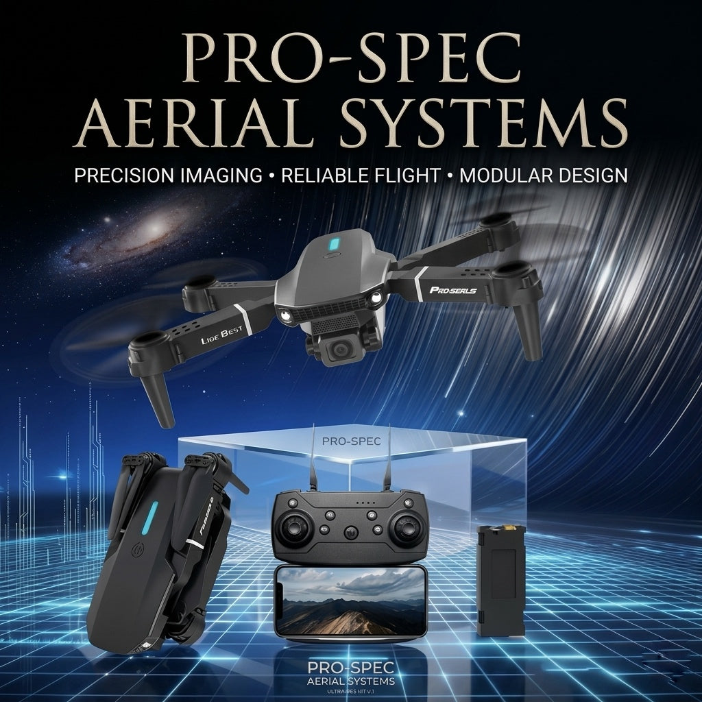 E88 Pro Drone with 4K HD Dual Camera 100m Remote Control Foldable Design 3-Axis Gimbal Smart GPS Mode Extended Flight Time Portable