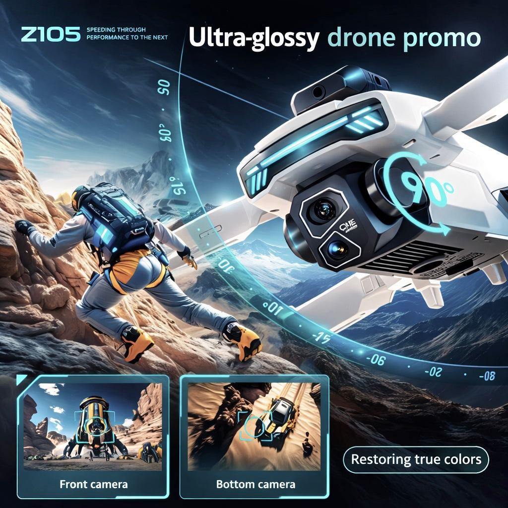 Z105 Model 8K HD Dual Camera 180° Electric Adjustable GPS Positioning Obstacle Avoidance Brushless UAV Foldable for Beginners - Folding