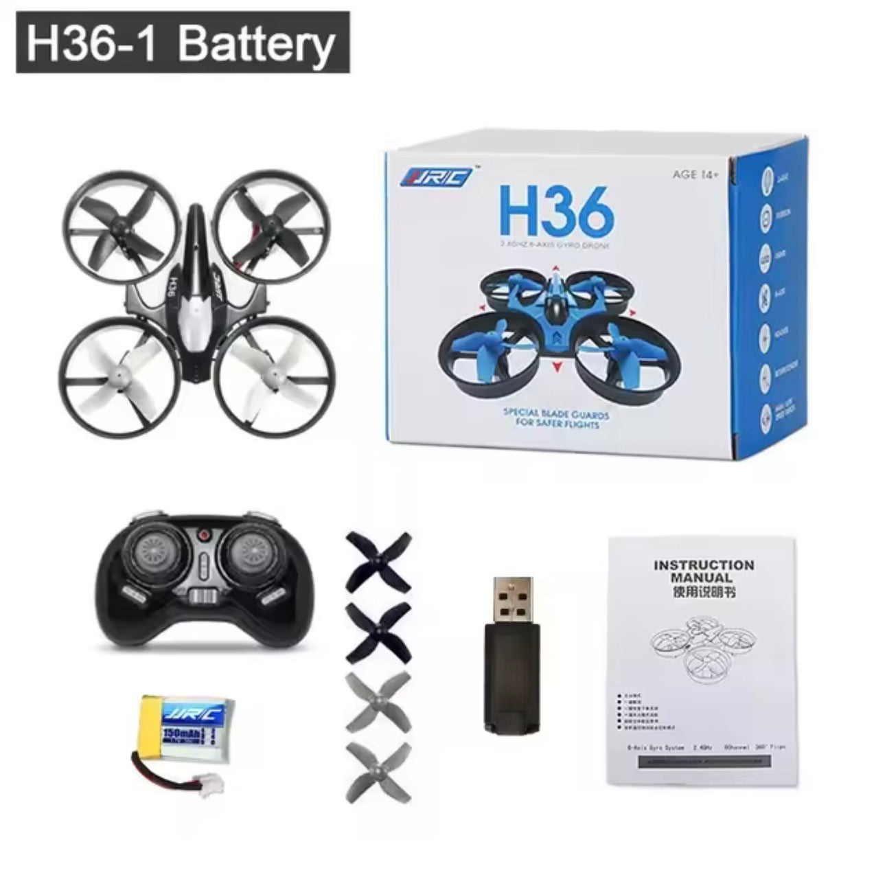 JJRC H36 Mini Drone for Kids and Beginners RC Nano Quadcopter Indoor Small Helicopter Plane with Auto Hovering, 3D Flip, Headless Mode and 3 Batteries, Great Gift Toy for Boys and Girls, Blue Camera
