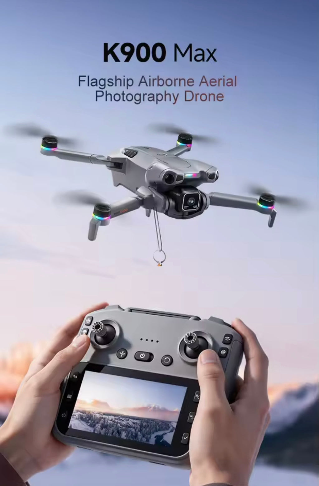 K900 Max GPS Drone 360° Laser Obstacle Avoidance Panoramic Shooting 5G RC Airdrop Device with Optical Flow Positioning Gift Toy for Enthusiasts Camera