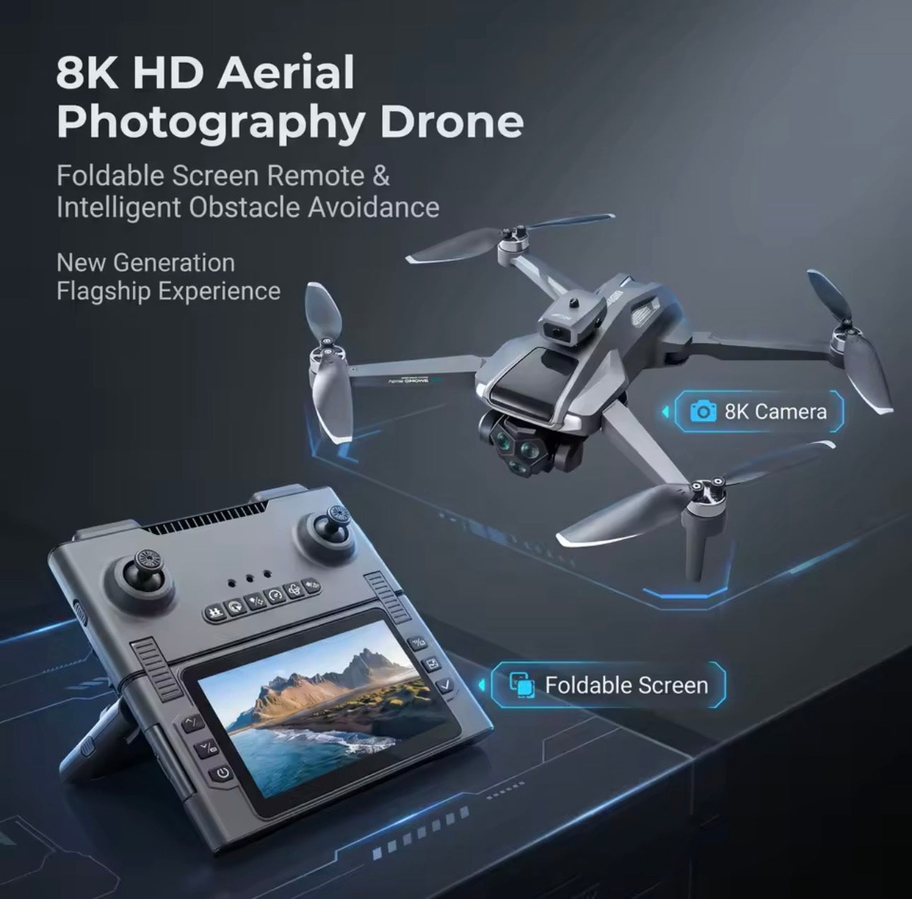 M66-MAX Drone with Brushless Optical Flow Aerial Photography Screen Remote Control Camera Foldable Design Omnidirectional Obstacle Avoidance Portable Folding