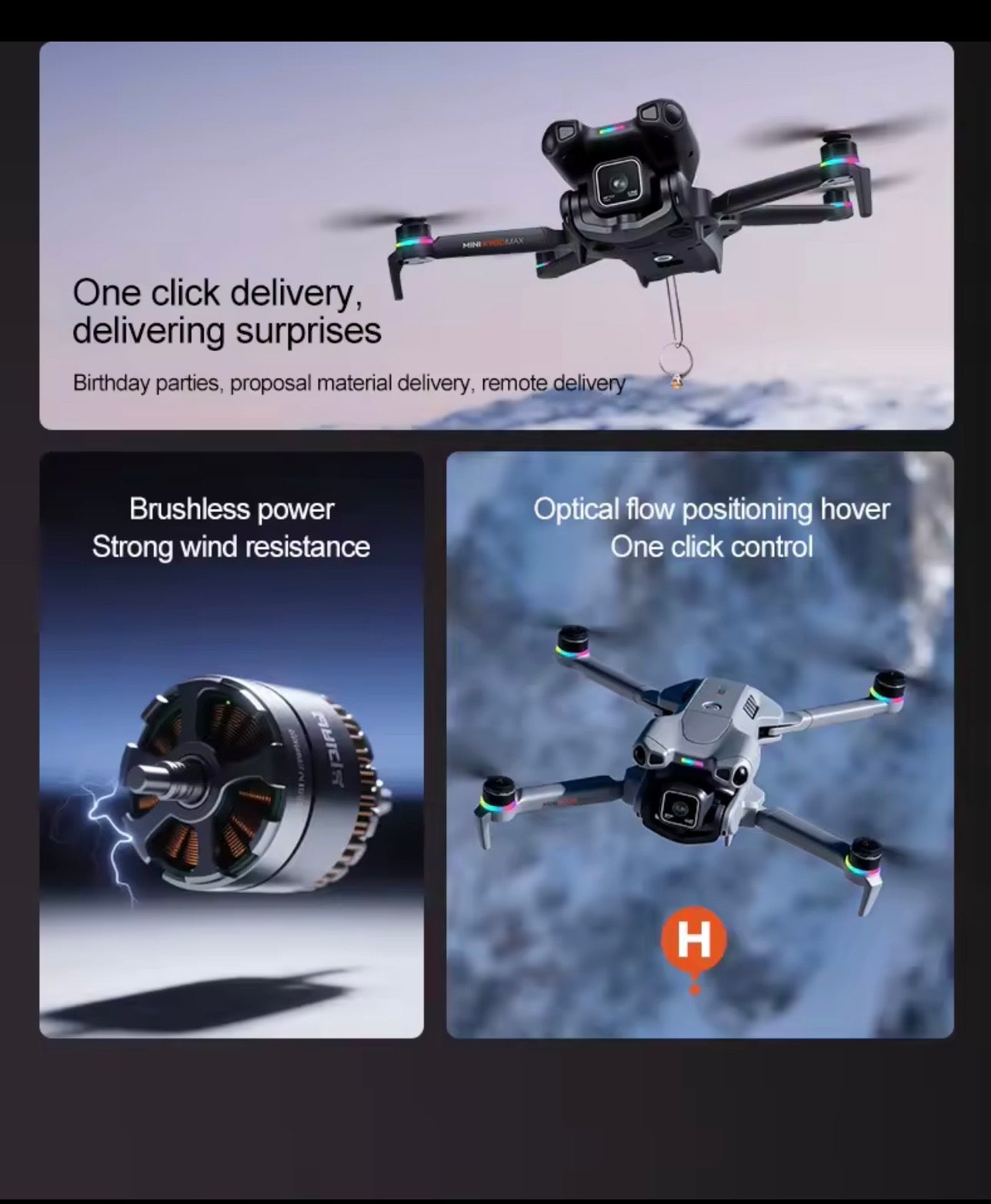 K900 Max GPS Drone 360° Laser Obstacle Avoidance Panoramic Shooting 5G RC Airdrop Device with Optical Flow Positioning Gift Toy for Enthusiasts Camera