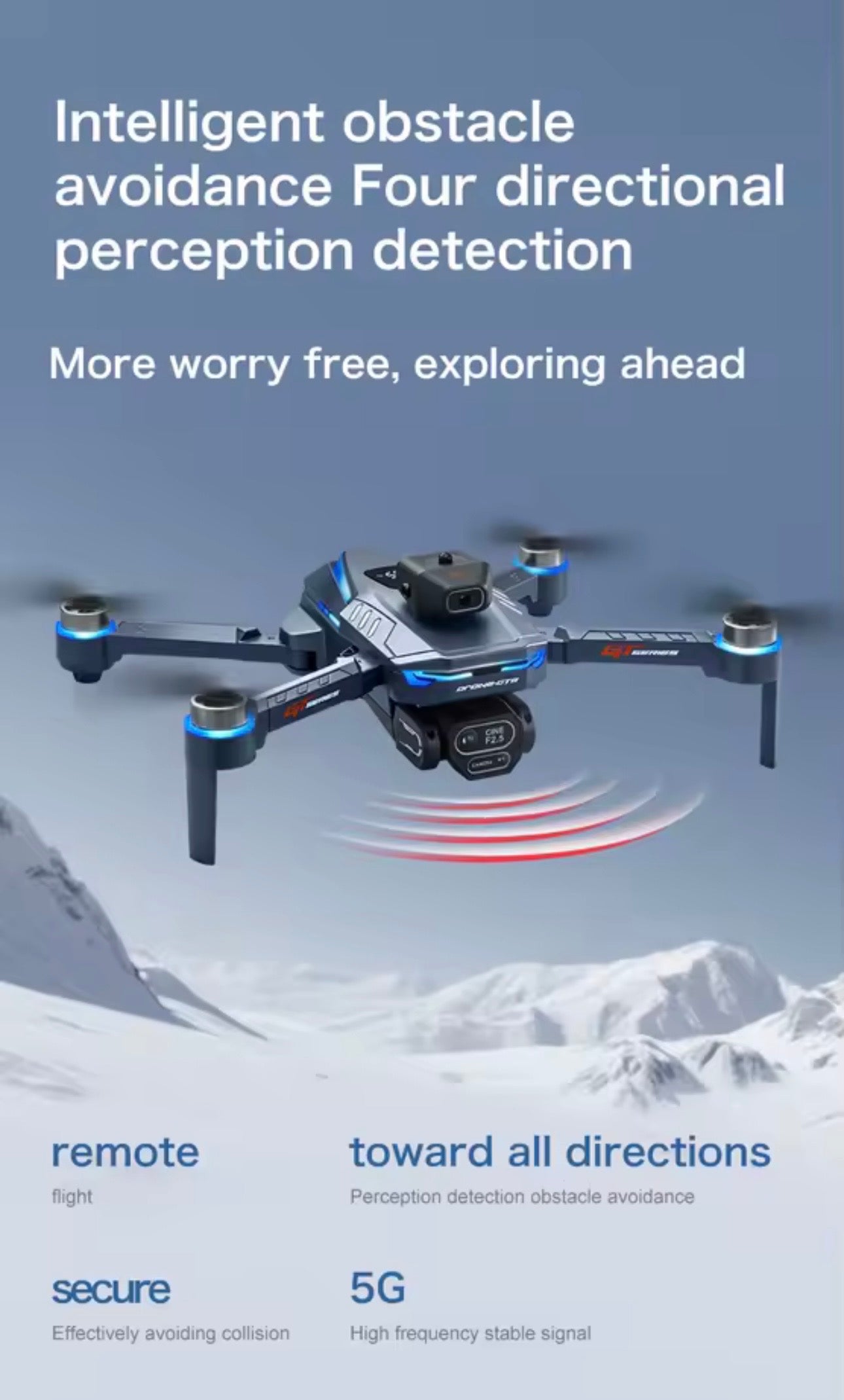 GT8 Drone 2026 GPS 4K HD 360° Dual Cameras 5G WIFI Brushless Motors Obstacle Avoidance Foldable Quadcopter for Steady Shots Aerial Photography Folding Design