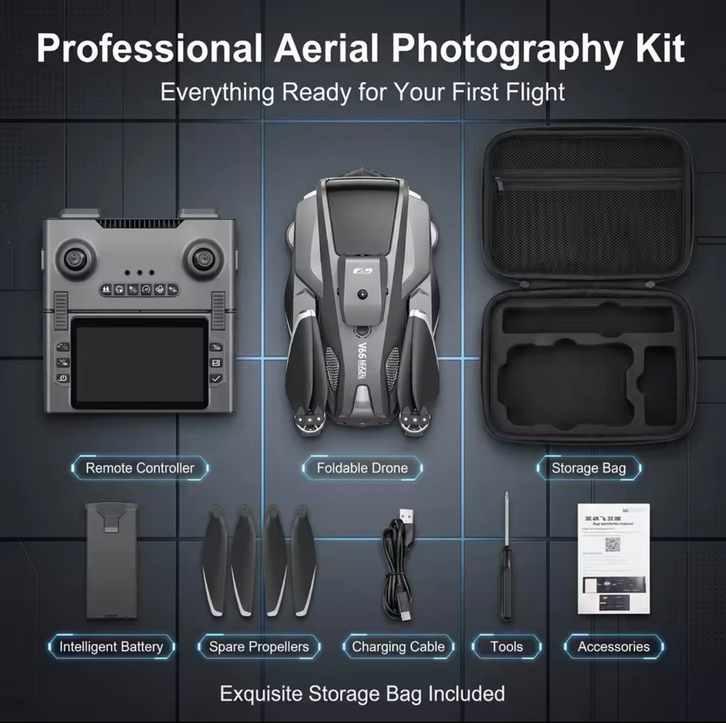 M66-MAX Drone with Brushless Optical Flow Aerial Photography Screen Remote Control Camera Foldable Design Omnidirectional Obstacle Avoidance Portable Folding