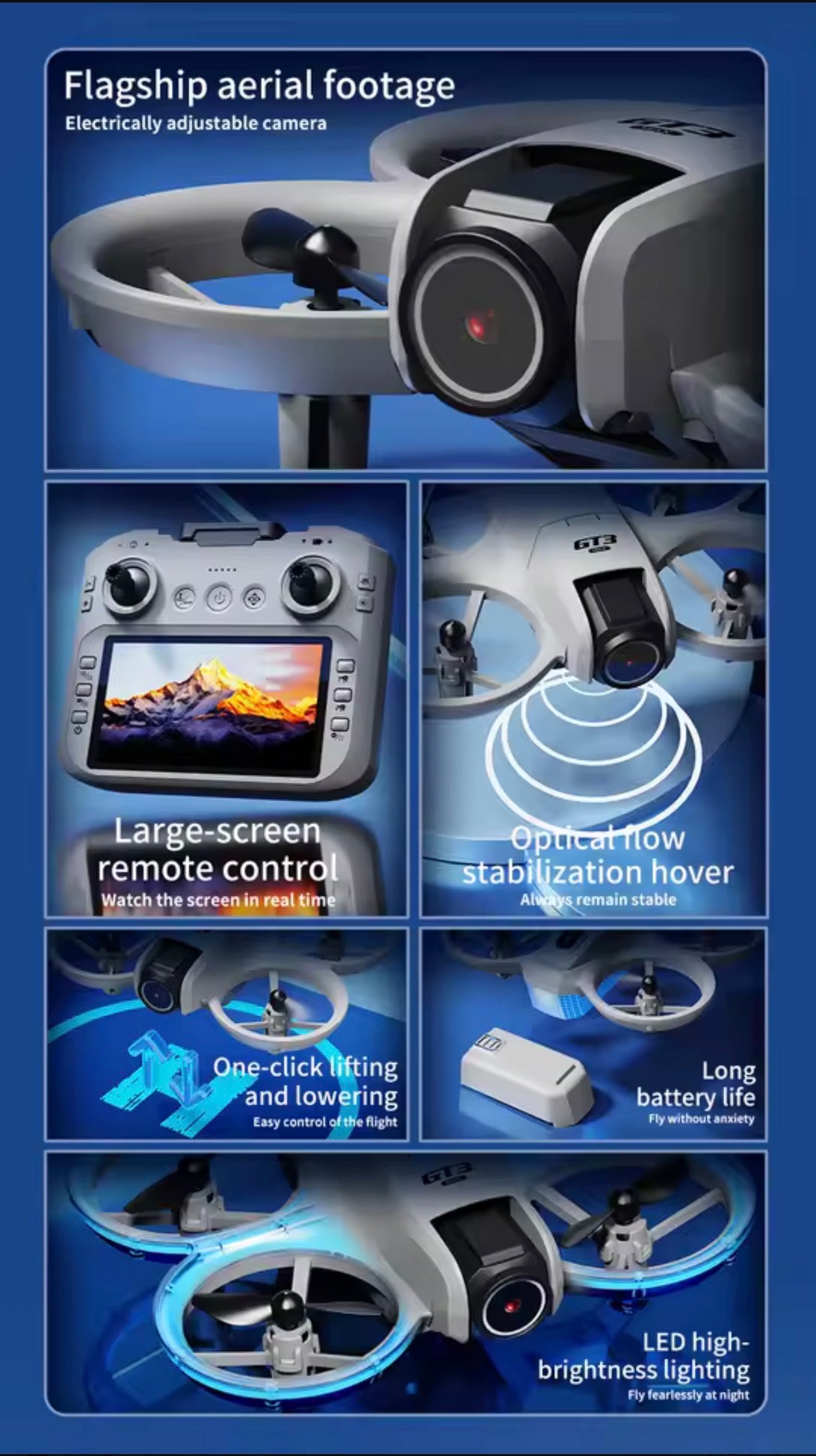 Feifei GT3 Max Drone - Master Flying with Ease One-Click Takeoff Landing Calibration Emergency Stop Unlock with Ultimate Flagship Lens for High-Quality Images GPS Professional Mini Cameras