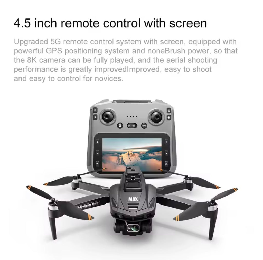 V168 PRO MAX GPS Drone with 8K Camera Aerial FPV Brush Avoiding Obstacle Large Screen Remote Control Folding Drone for Professional Use